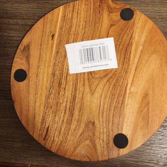 Carved Acacia Wood Divided Serving Tray - Picture 7 of 9